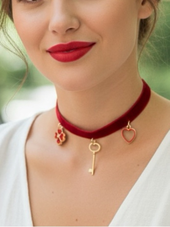 Jewelry - Charm choker necklace heart key flower NWT fashion accessories